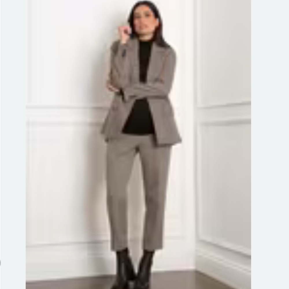 EUC Seraphine brown checked Blazer Structured Tailored Fit with matching pants